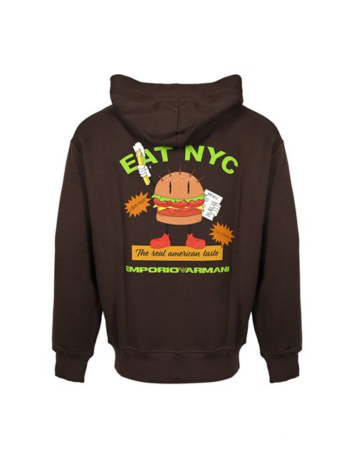 Felpa in cotone con stampa EAT NYC GIORGIO ARMANI | EM003621 AF12896M6185